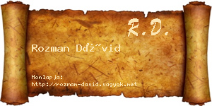 Rozman Dávid névjegykártya
