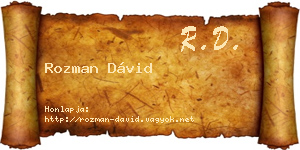 Rozman Dávid névjegykártya